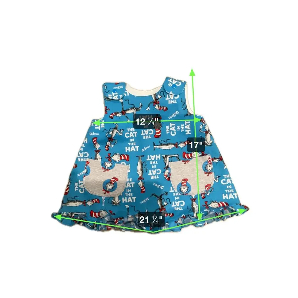 👗 2PIECE SET Handmade Dr. Seuss Baby Dress | Size 2T | Bloomers Included  👗